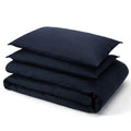 Natural Linen Sheet Set – Deep Blue folded set with pillowcases