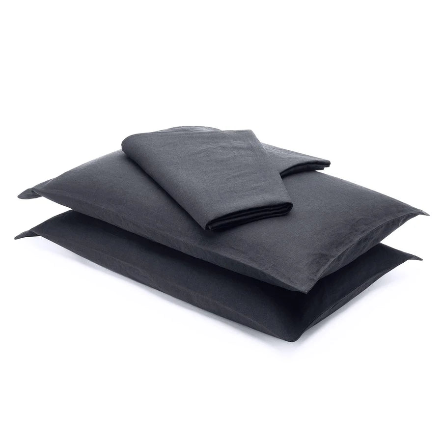 Linen Flat Sheet – Dusk Grey folded set